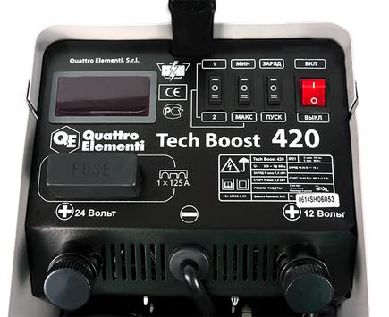 Пуско-зарядное устройство QUATTRO ELEMENTI Tech Boost 420 ( 12 / 24 Вольт, заряд до 75А, пуск до 390 А, 23кг)