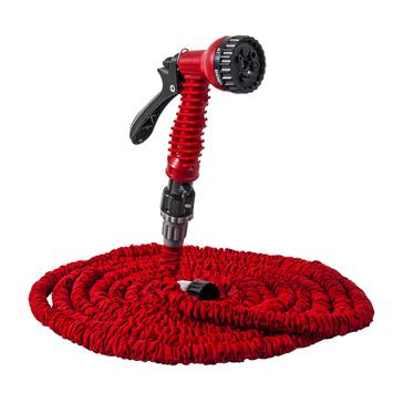 Шланг для воды растягивающийся QUATTRO ELEMENTI  15 метров, латекс, + Пистолет поливочный (241-239)