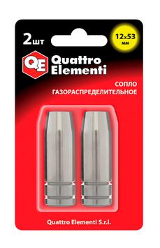 Сопло газораспределительное QUATTRO ELEMENTI 12 x 53 мм (2 шт) в блистере, для горелок полуавтоматов, подходит к S6000040 (771-190)