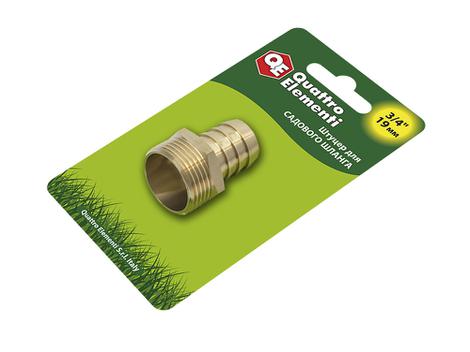 Штуцер для шланга QUATTRO ELEMENTI внеш. резьба  3/4" - "ёлочка" 19 мм, латунь (771-831)