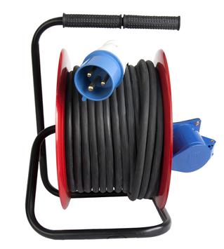 Удлинитель силовой QUATTRO ELEMENTI УПС32-220 - 30 м, провод КГ 3х4,0 мм2, 1 сил. роз. 32А 220В, катушка металл (481-012)