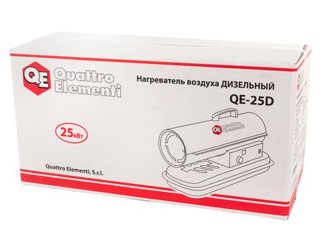 Нагреватель воздуха дизельный прямого нагрева QUATTRO ELEMENTI QE-25D (25кВт, 400 м.куб/ч, бак 20л, 2,2л/ч, 15,7кг) (772-333)