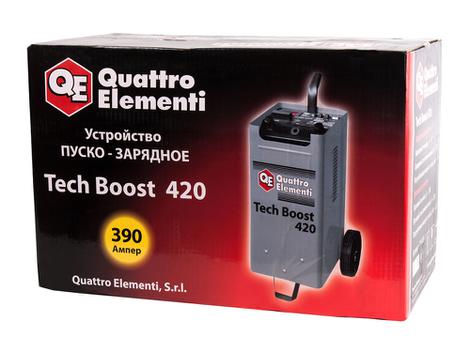 Пуско-зарядное устройство QUATTRO ELEMENTI Tech Boost 420 ( 12 / 24 Вольт, заряд до 75А, пуск до 390 А, 23кг)