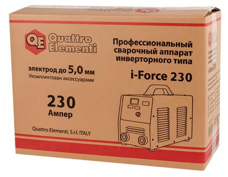 Аппарат электродной сварки, инвертор QUATTRO ELEMENTI i-FORCE 230 (230A, ПВ 60%, до 5 мм,  (771-619)