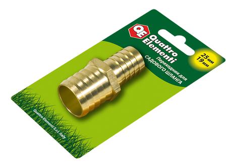Адаптер QUATTRO ELEMENTI соединитель шлангов "ёлочка" 25 - 19 мм, латунь (771-923)